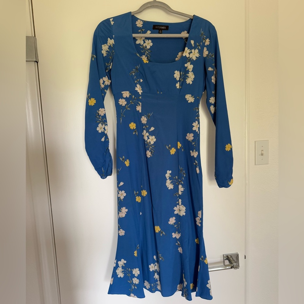 Intermix silk floral long sleeve dress